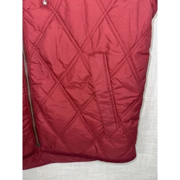 Carhartt Women's Large L Quilted Vest Corduroy Plaid Lined Maroon Burgundy Zip - Picture 3 of 10